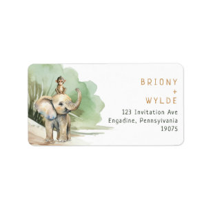 Oerwoud Safari Baby shower RSVP-retouradres Etiket