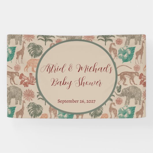  Oerwoud Safari Baby shower Spandoek (Horizontaal)