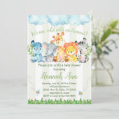 Oerwoud Safari Baby shower Uitnodiging (Staand voorkant)