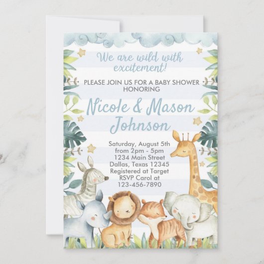 Oerwoud Safari Baby shower uitnodiging (Voorkant)