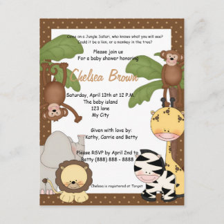 Oerwoud safari baby shower uitnodiging