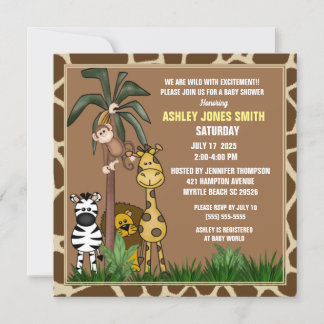 Oerwoud Safari Baby shower Uitnodiging
