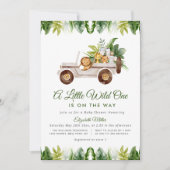 oerwoud safari baby shower-uitnodiging kaart (Voorkant)