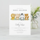 Oerwoud Safari Baby shower Uitnodiging tropisch (Staand voorkant)