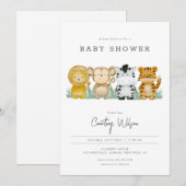 Oerwoud Safari Baby shower Uitnodiging tropisch (Voorkant / Achterkant)