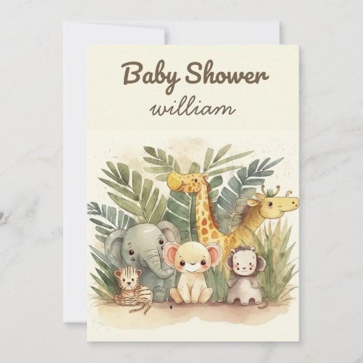 Oerwoud Safari Baby Shower-uitnodigingen Kaart (Voorkant)