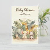 Oerwoud Safari Baby Shower-uitnodigingen Kaart (Staand voorkant)