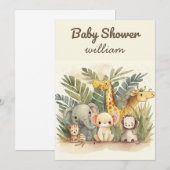 Oerwoud Safari Baby Shower-uitnodigingen Kaart (Voorkant / Achterkant)
