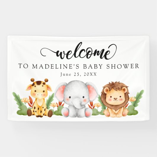Oerwoud Safari Baby shower Welkom Spandoek (Horizontaal)