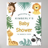 oerwoud safari baby shower - Welkomstteken Poster (Voorkant)
