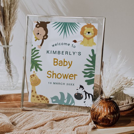 oerwoud safari baby shower - Welkomstteken Poster