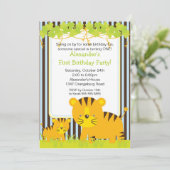 Oerwoud Safari Baby Tiger Birthday Party Invitatio Kaart (Staand voorkant)
