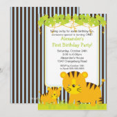 Oerwoud Safari Baby Tiger Birthday Party Invitatio Kaart (Voorkant / Achterkant)
