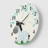 Oerwoud Safari Baby Zebra Nursery Wall Clock Grote Klok (Hoek)