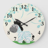 Oerwoud Safari Baby Zebra Nursery Wall Clock Grote Klok (Voorkant)