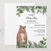 Oerwoud Safari Beer Jongen Baby shower Uitnodiging (Voorkant / Achterkant)