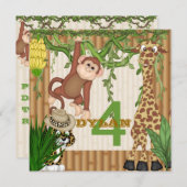 OERWOUD Safari Birthday Invitation Templ Kaart (Voorkant / Achterkant)