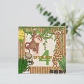 OERWOUD Safari Birthday Invitation Templ Kaart (Staand voorkant)