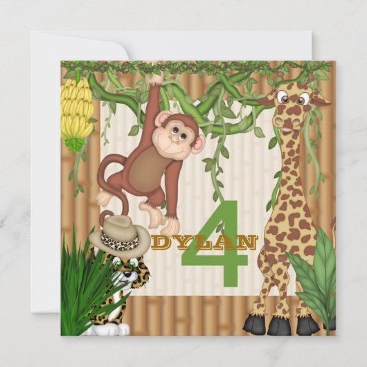 OERWOUD Safari Birthday Invitation Templ Kaart (Voorkant)