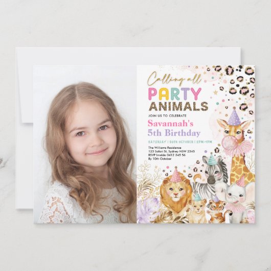 Oerwoud Safari Birthday Kaart (Voorkant)