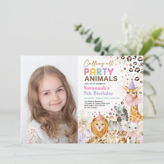 Oerwoud Safari Birthday Kaart (Staand voorkant)