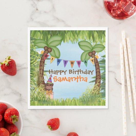 Oerwoud Safari Birthday Paper Napkin Servetten (Insitu)