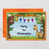 Oerwoud Safari Birthday Party Invitation Kaart (Voorkant / Achterkant)