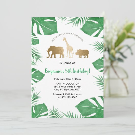 Oerwoud, Safari Birthday Party Kaart (Staand voorkant)