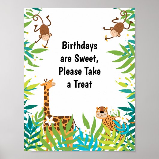 Oerwoud Safari Birthday Party Sign Poster (Voorkant)