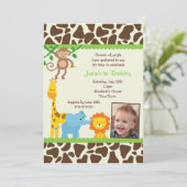 Oerwoud Safari Birthday Uitnodiging (Staand voorkant)