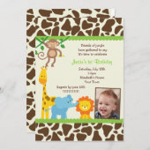 Oerwoud Safari Birthday Uitnodiging (Voorkant / Achterkant)