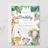 Oerwoud Safari Birthday Uitnodiging (Voorkant)