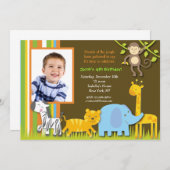 Oerwoud Safari Birthday Uitnodiging (Voorkant / Achterkant)