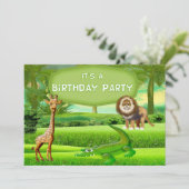 Oerwoud Safari Birthday Uitnodiging (Staand voorkant)