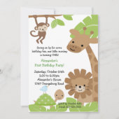 Oerwoud Safari Birthday Uitnodiging (Voorkant)
