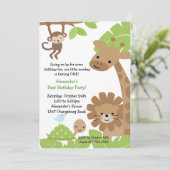 Oerwoud Safari Birthday Uitnodiging (Staand voorkant)