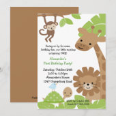 Oerwoud Safari Birthday Uitnodiging (Voorkant / Achterkant)