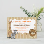 Oerwoud Safari Birthday Uitnodiging (Staand voorkant)