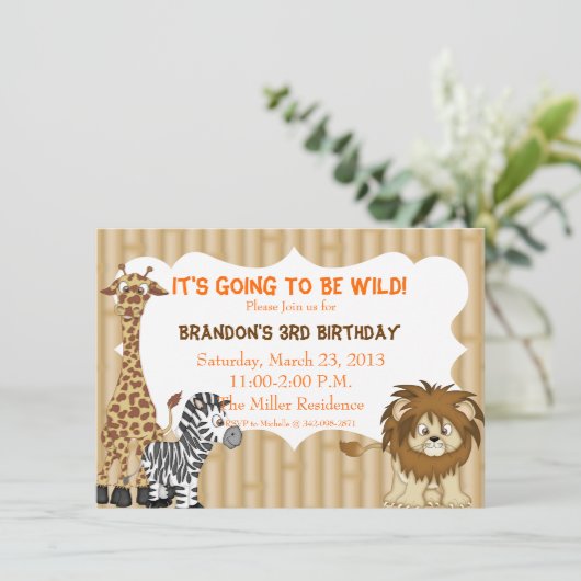 Oerwoud Safari Birthday Uitnodiging (Staand voorkant)