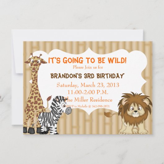 Oerwoud Safari Birthday Uitnodiging (Voorkant)