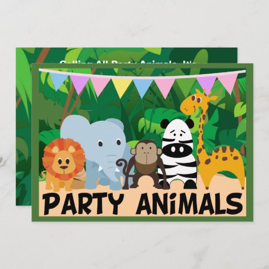 Oerwoud Safari Birthday Uitnodigingen (Voorkant / Achterkant)