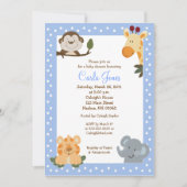 Oerwoud Safari (Blue) 5x7 Baby shower Uitnodiging (Voorkant)