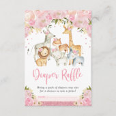  Oerwoud Safari Blush Floral Diaper Raffle Informatiekaartje (Voorkant)