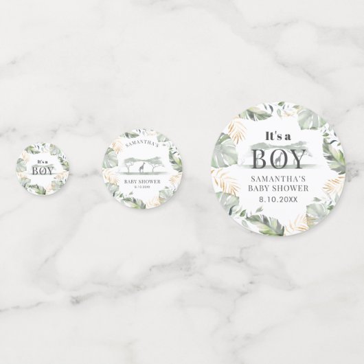 Oerwoud Safari Botanical Boy Baby shower Confetti (Voorkanten)