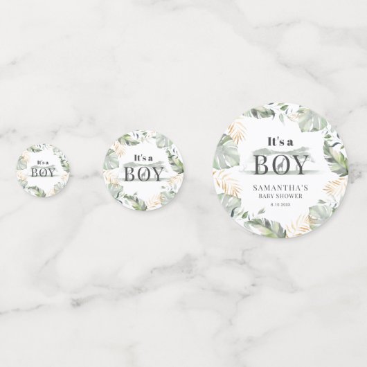 Oerwoud Safari Botanical Boy Baby shower Confetti (Achterkanten)