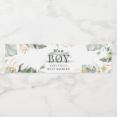 Oerwoud Safari Botanical Boy Baby shower Waterfles Etiket (Enkel label)