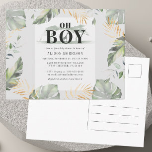 Oerwoud Safari Botanical Boy Giraffe Baby shower Uitnodiging Briefkaart