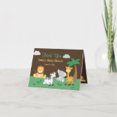 Oerwoud Safari Boy Baby shower Dank u kaart (Voorkant)