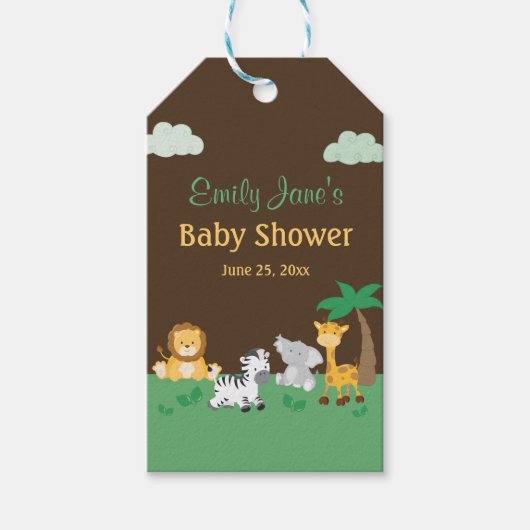 Oerwoud Safari Boy Baby shower Gift Labels Cadeaulabel (Voorkant)
