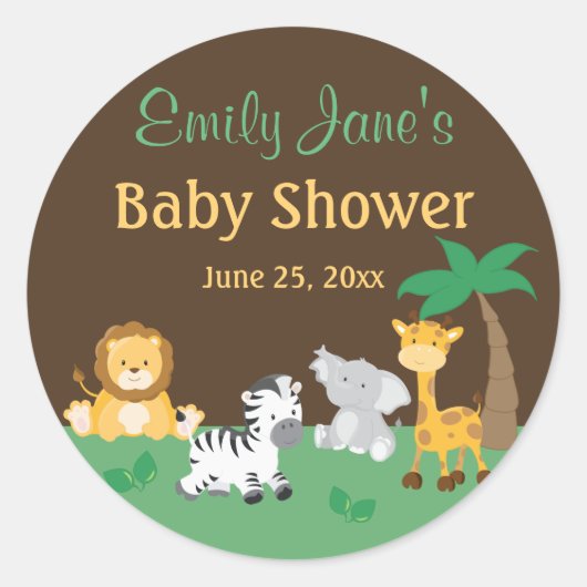 Oerwoud Safari Boy Baby shower Stickers (Voorkant)